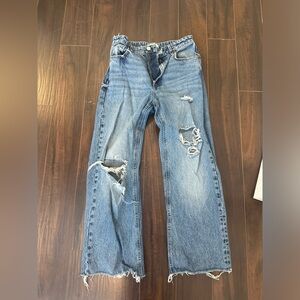 Zara ripped wide-leg jeans.
